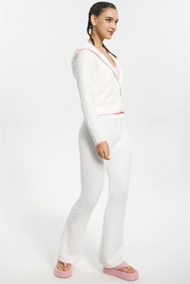 White Juicy Couture Boucle Sweater Hoodie | JC-SN651578