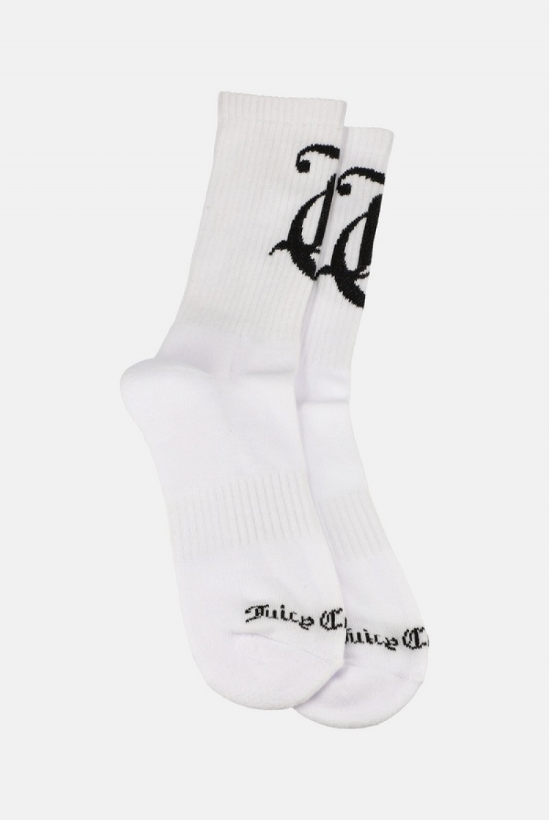 White Juicy Couture Calf Length Socks | JC-SN652313