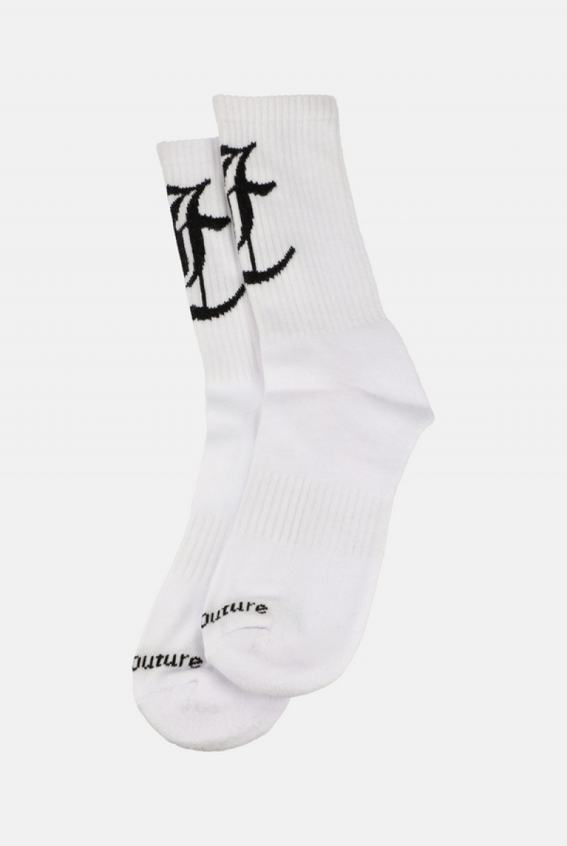 White Juicy Couture Calf Length Socks | JC-SN652313