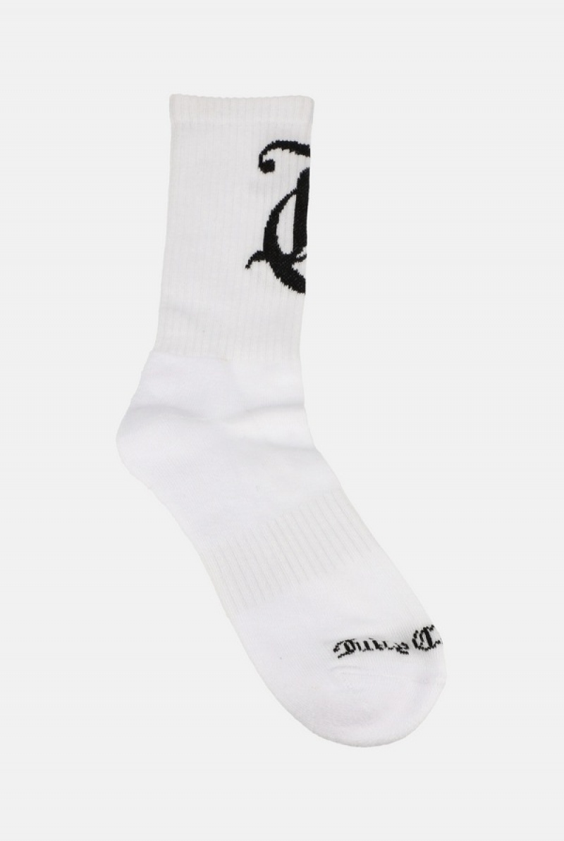 White Juicy Couture Calf Length Socks | JC-SN652313