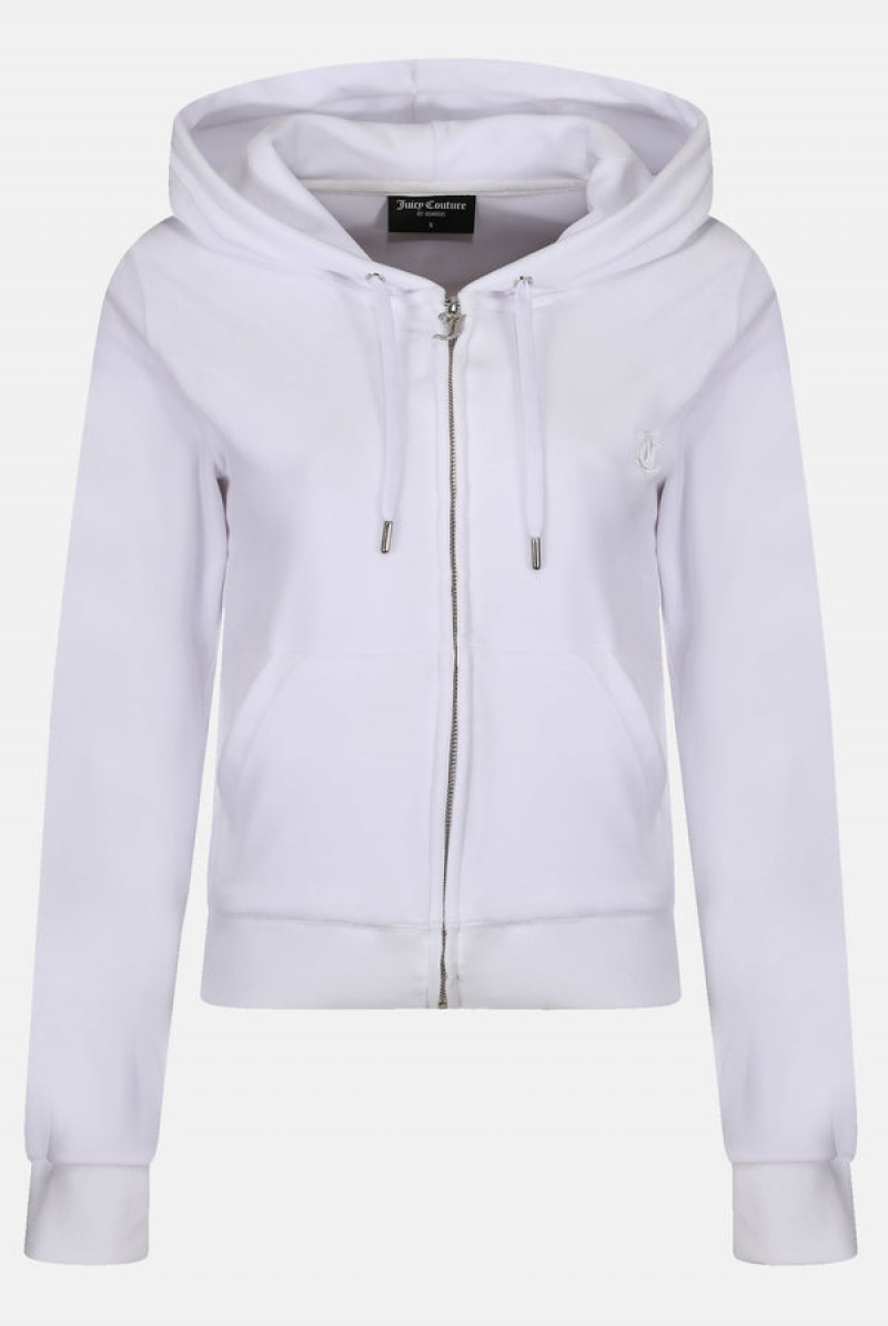 White Juicy Couture Classic Velour Robertson Hoodie | JC-SN652068