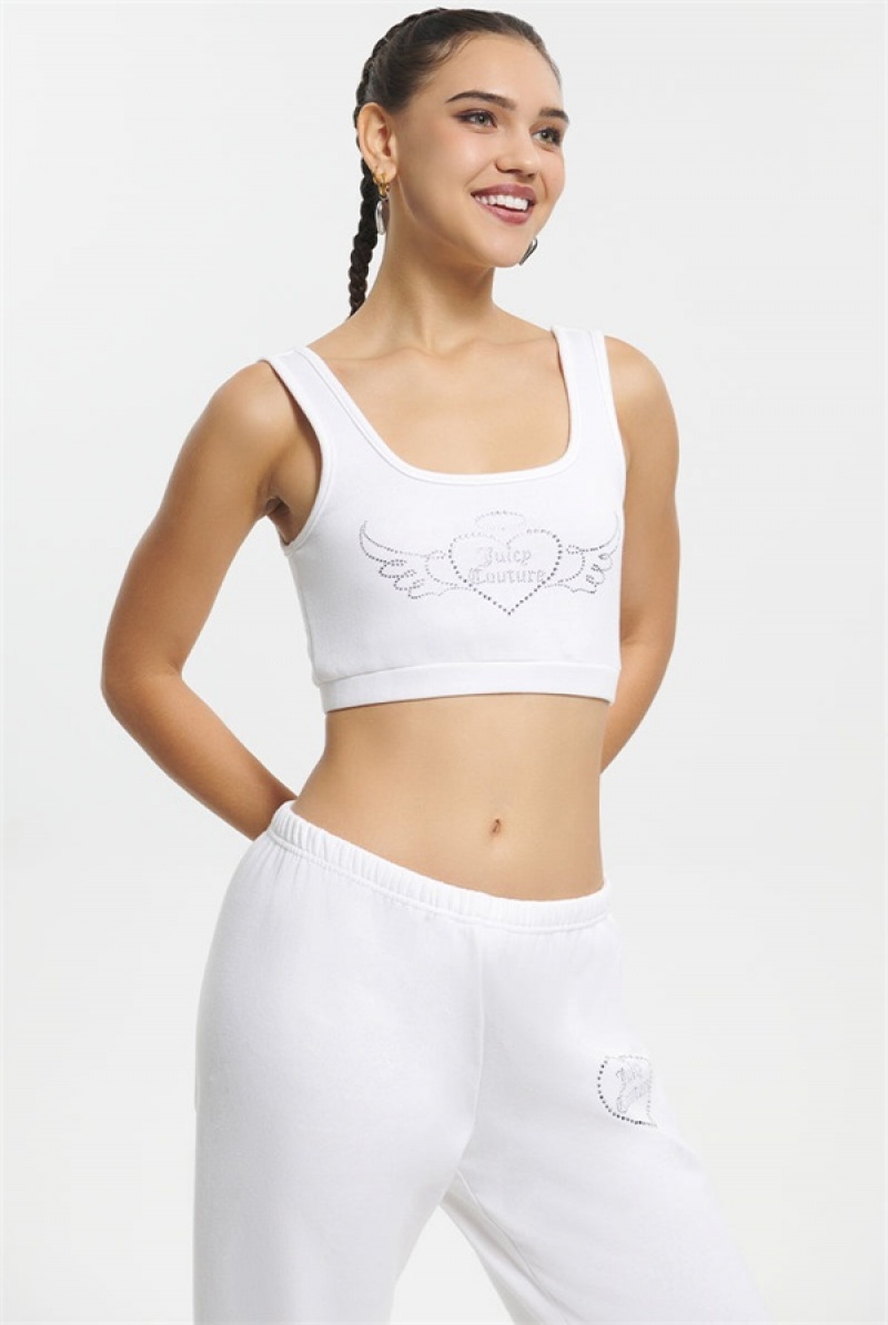 White Juicy Couture Cropped Sweetheart Tank | JC-SN651632