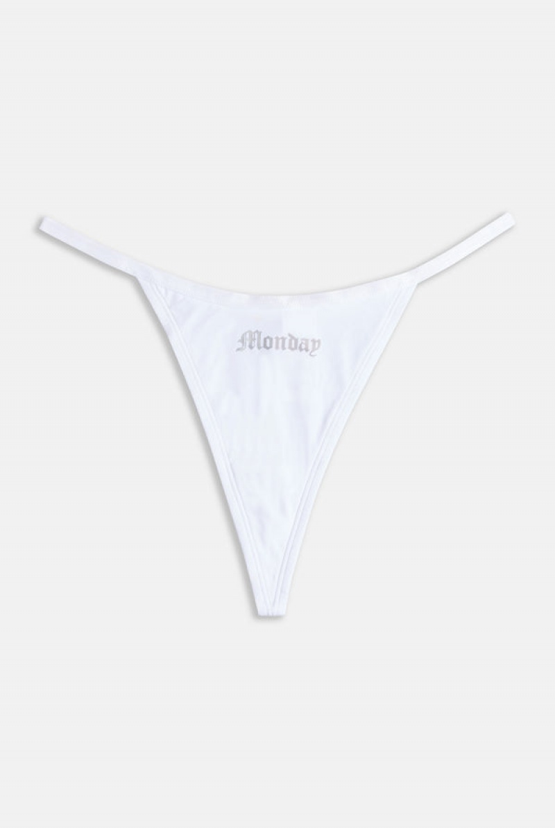 White Juicy Couture Monday To Friday' Pack Of 5 Thongs | JC-SN652264