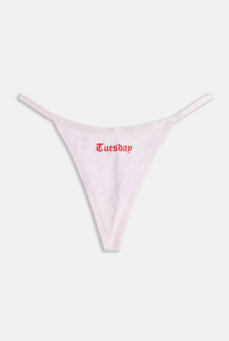 White Juicy Couture Monday To Friday' Pack Of 5 Thongs | JC-SN652264