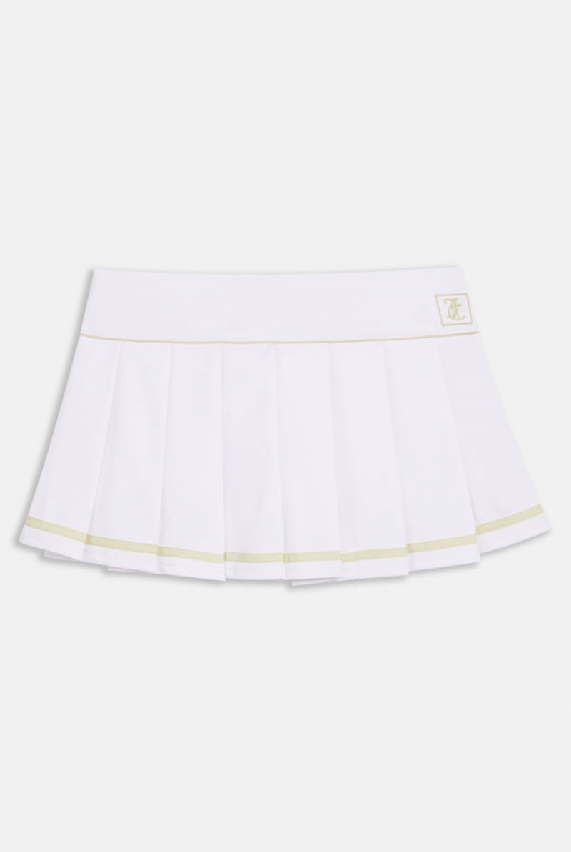 White Juicy Couture Pleated Micro Twill Tennis Skirt | JC-SN652297