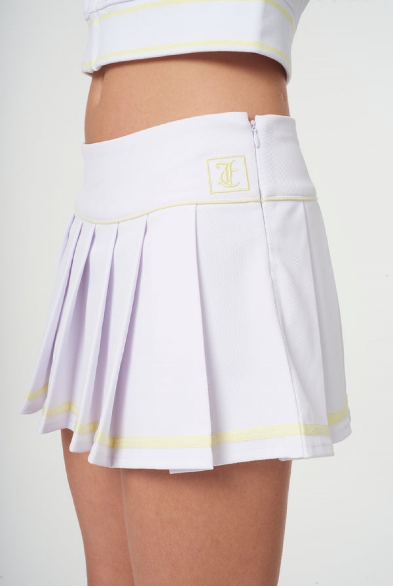 White Juicy Couture Pleated Micro Twill Tennis Skirt | JC-SN652297