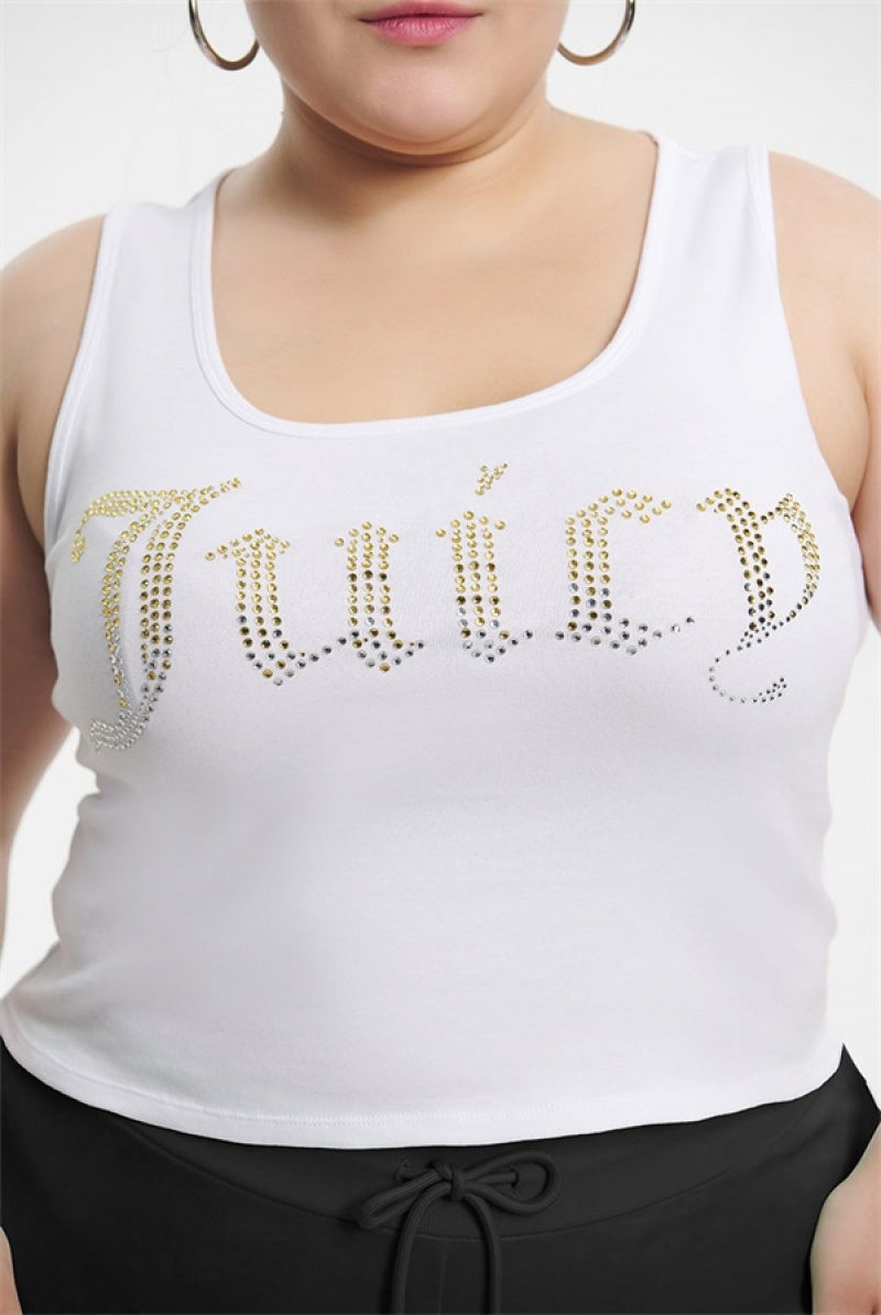 White Juicy Couture Plus-size Ombre Bling Tank Top | JC-SN651621