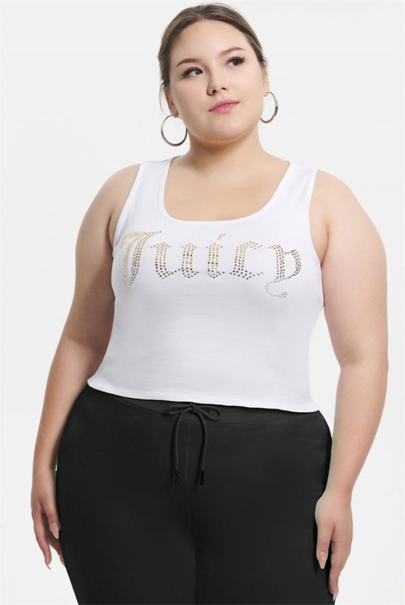 White Juicy Couture Plus-size Ombre Bling Tank Top | JC-SN651621