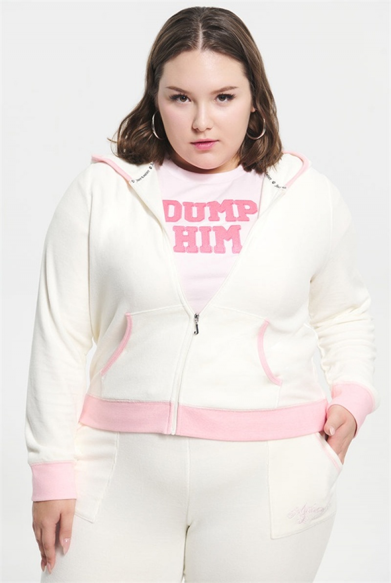 White Juicy Couture Plus-size Sweetheart Cotton Velour Hoodie | JC-SN651579