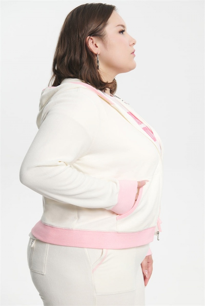 White Juicy Couture Plus-size Sweetheart Cotton Velour Hoodie | JC-SN651579