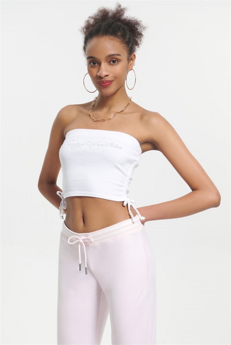 White Juicy Couture Script Bling Tube Top | JC-SN651643