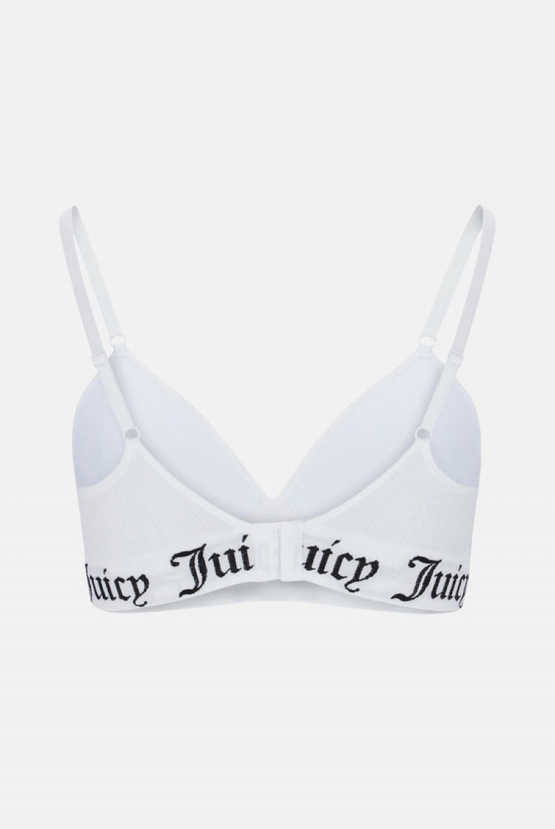 White Juicy Couture Seamless Rib Moulded Cup Triangle Bra | JC-SN652236