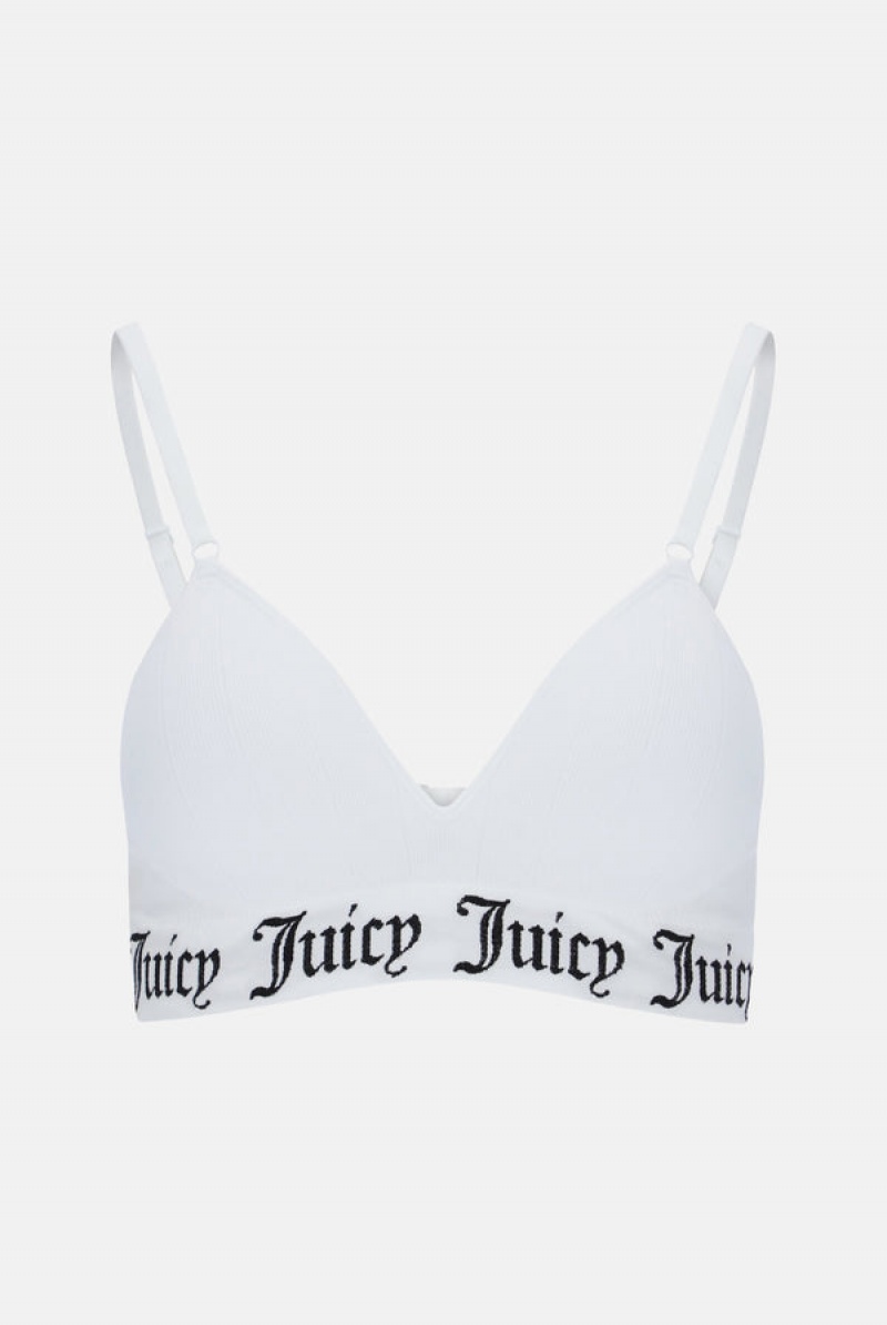 White Juicy Couture Seamless Rib Moulded Cup Triangle Bra | JC-SN652236