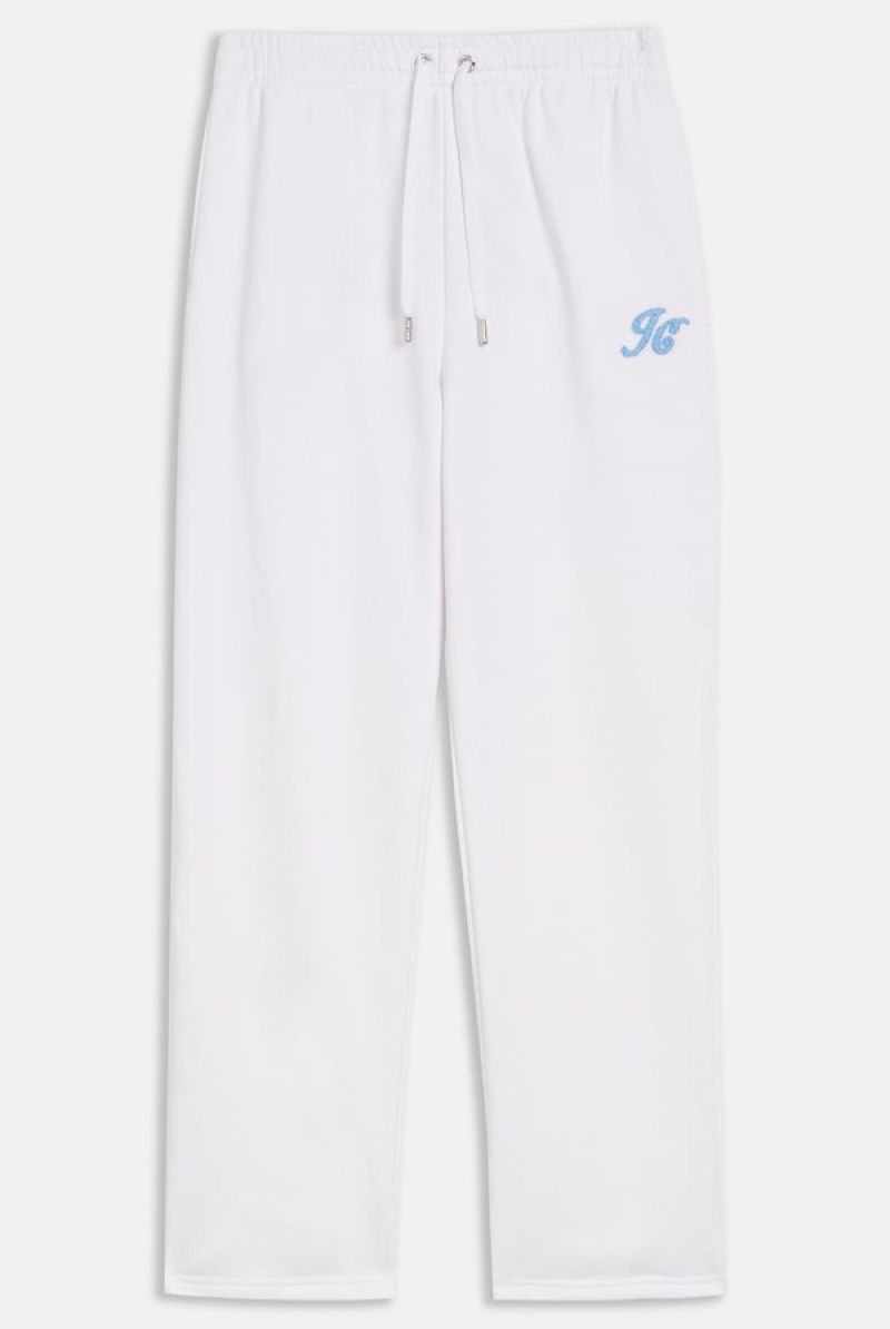 White Juicy Couture Wide Leg Retro Logo Track Pants | JC-SN651948