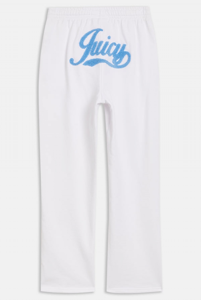 White Juicy Couture Wide Leg Retro Logo Track Pants | JC-SN651948